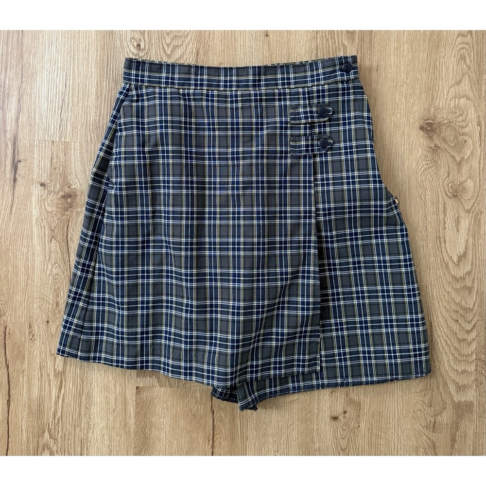 Dennis Uniform Pleated Plaid School Skort Skirt Juniors J9 Double Tab